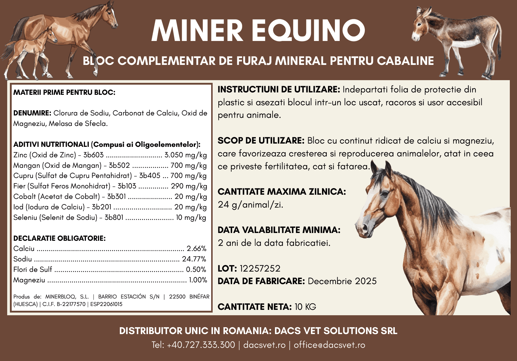 Bloc Mineral pentru Cabaline MINER EQUINO, 10KG - imagine 3